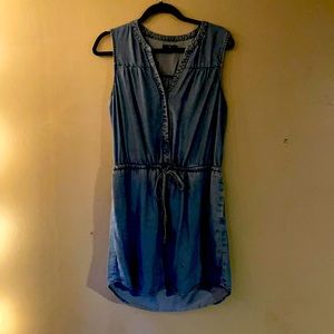 Gap Sleeveless Denim Short Dress with elastic waist and tie